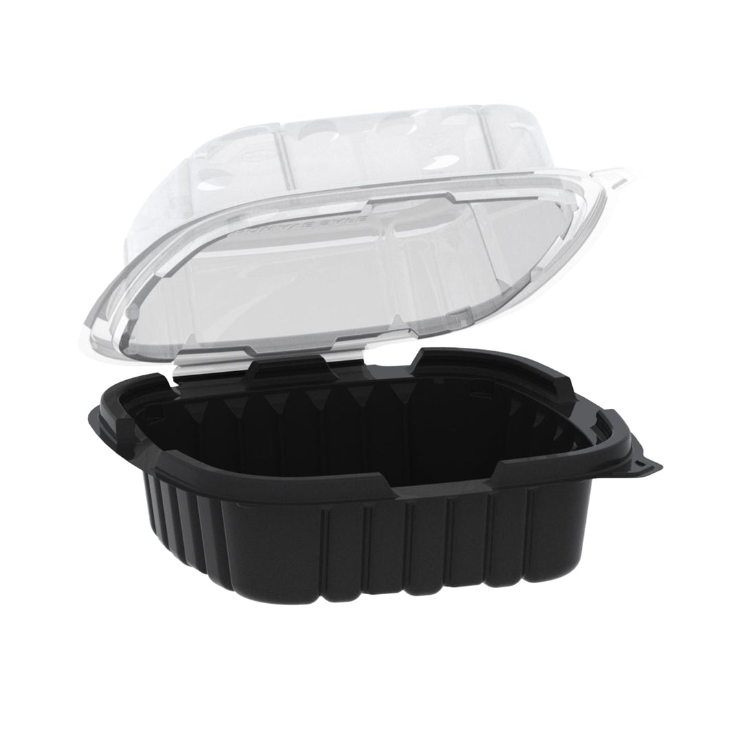 Anchor Packaging 4666620 6" x 6" Crisp Black Hinged Clamshell
