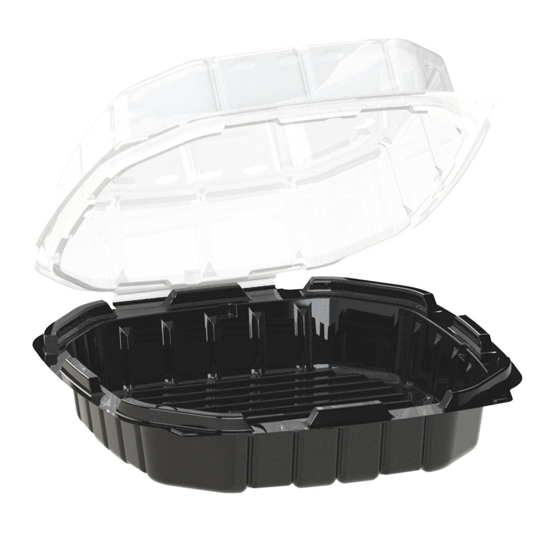 Anchor Packaging 4669020 9" x 9" Crisp Black Hinged Clamshell