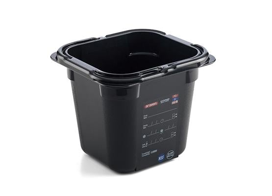 Araven 47798 1/6 Size Black 6" Deep Food Pan
