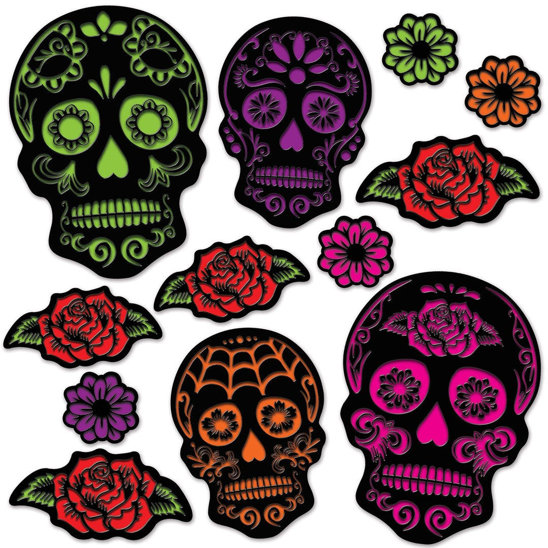 Beistle 00330 Day of the Dead Sugar Skull Cutouts 12 Pack