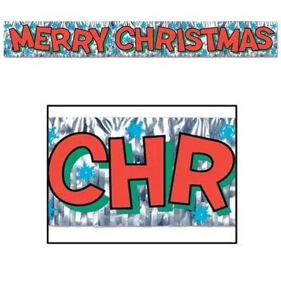 Beistle 20880 5' x 8" Metallic Merry Christmas Banner