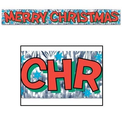 Beistle 20880 5' x 8" Metallic Merry Christmas Banner