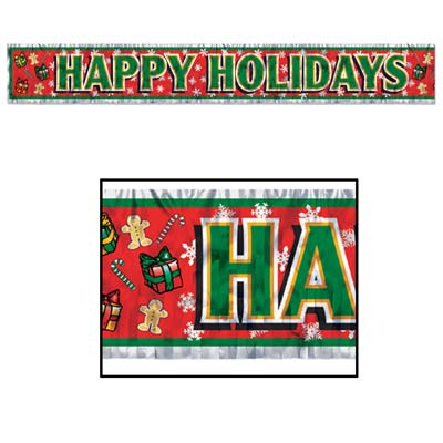 Beistle 20881 Metallic Happy Holidays Fringe Banner 8" x 5'