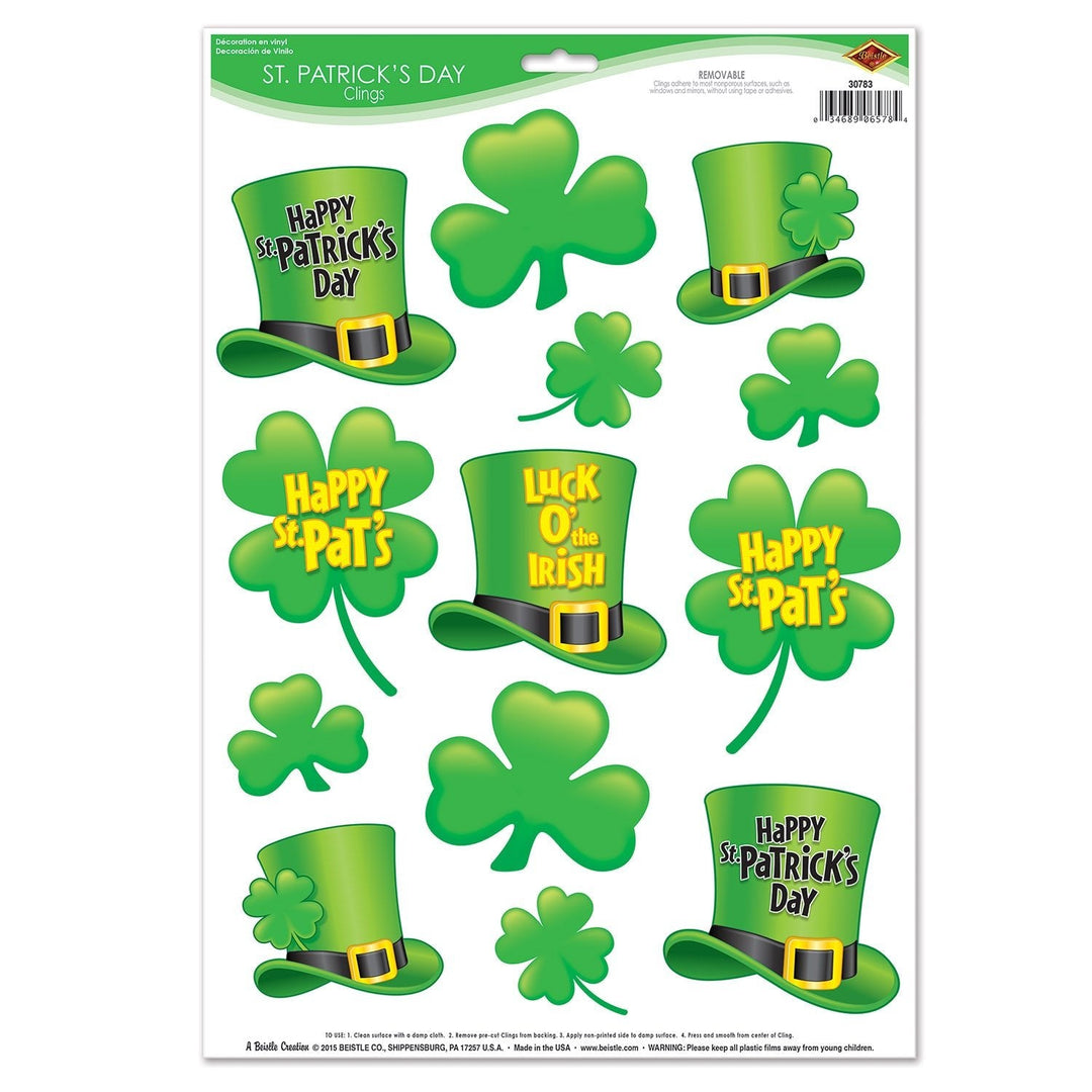 Beistle 30783 St Patrick's Day Clings 12" x 17"