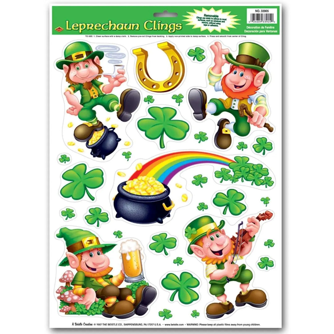 Beistle 33905 Leprechaun/Shamrock Clings Party Accessory