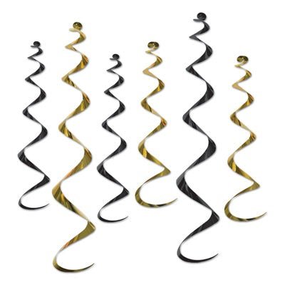 Beistle 50065-BKGD 24" and 36" Metallic Whirls 6 Count