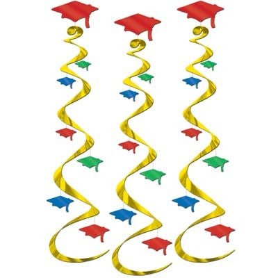 Beistle 50067-MC Graduation Cap Whirls 30" 3 Pack