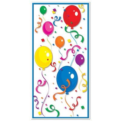 Beistle 50108 Balloons and Confetti Door Cover 30"x5'