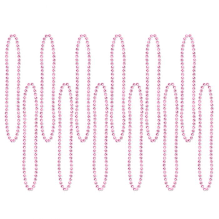 Beistle 50570-P Pink Bead Necklace 12/Pack
