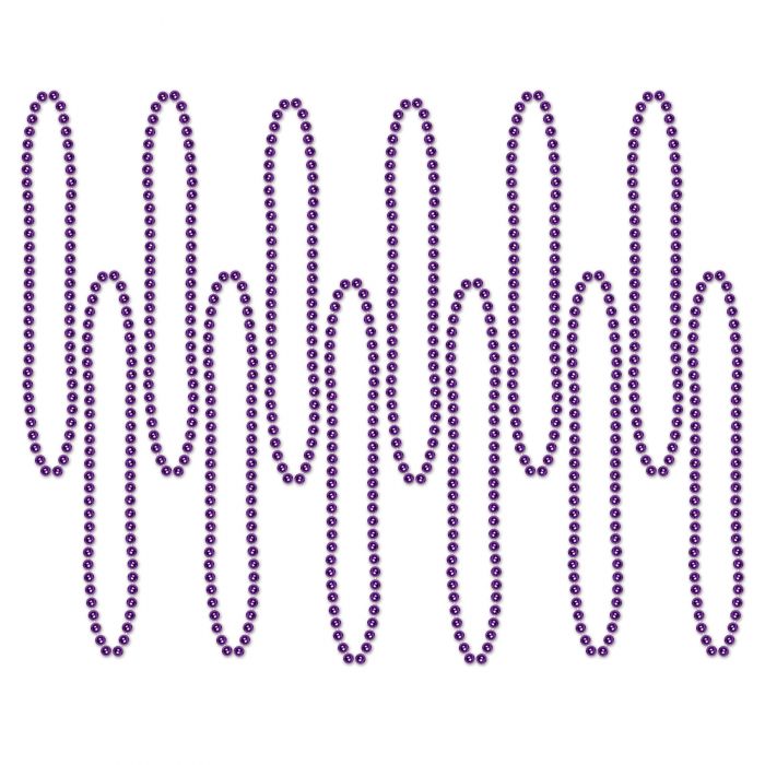 Beistle 50570-PL Purple Bead Necklace 12/Pack