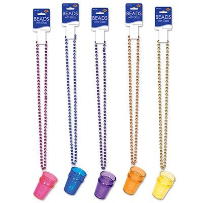 Beistle 50778-ASST 33" Bead Necklace with 2.5 oz Shot Glass