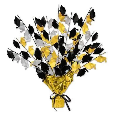 Beistle 50807-BKGDS 15" Graduate Cap Gleam N Burst Centerpiece