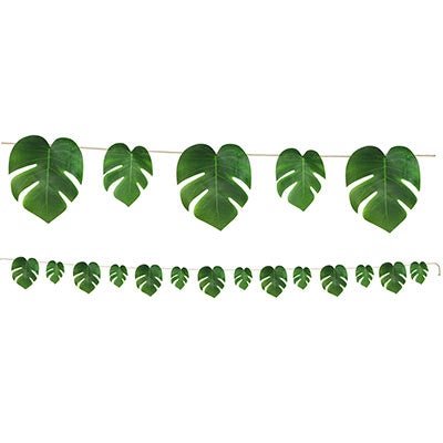 Beistle 52181 Tropical Palm Leaves Fabric Streamer 9' x 8"