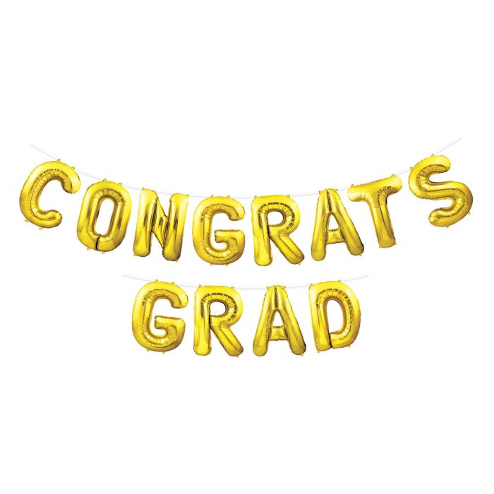 Beistle 53905-GD Gold Congrats Grad Balloon Streamer