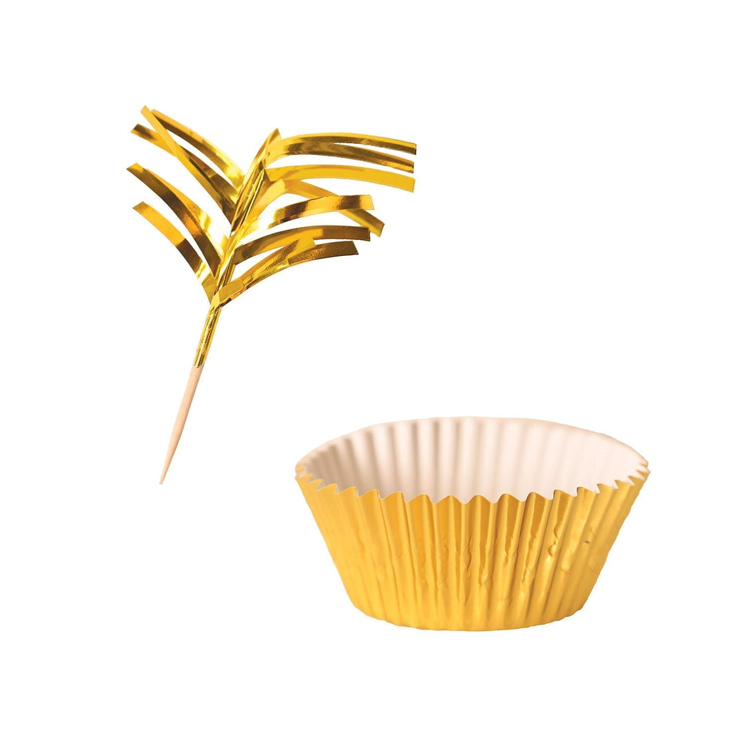 Beistle 53920-GD Metallic Gold Cupcake Liners & Picks