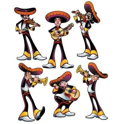 Beistle 57481 6-Count 12"-16" Fiesta (Mariachi) Cutouts
