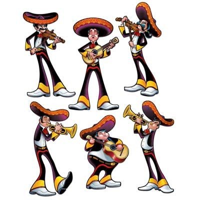 Beistle 57481 6-Count 12"-16" Fiesta (Mariachi) Cutouts