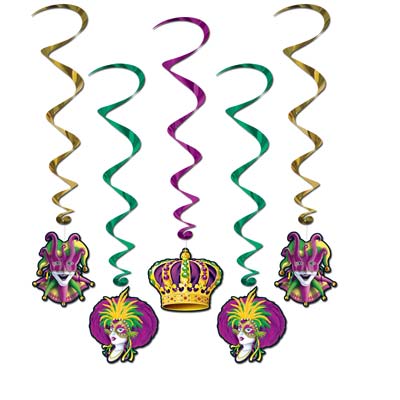 Beistle 57556 Mardi Gras Whirls 5 Pack