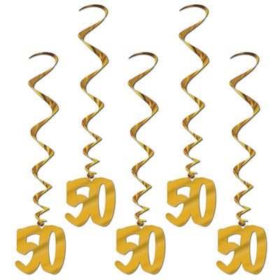 Beistle 57622 36" 50th Anniversary Whirls 5/Pack