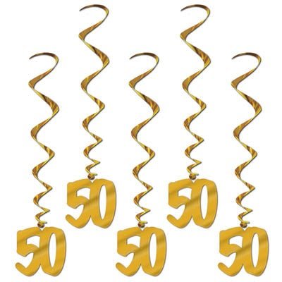 Beistle 57622 36" 50th Anniversary Whirls 5/Pack