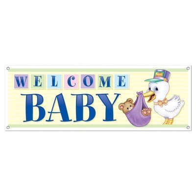Beistle 57666 21"x5' Welcome Baby Banner