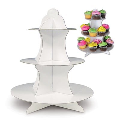 Beistle 59978-W 13.5" White 3-Tier Cupcake Stand