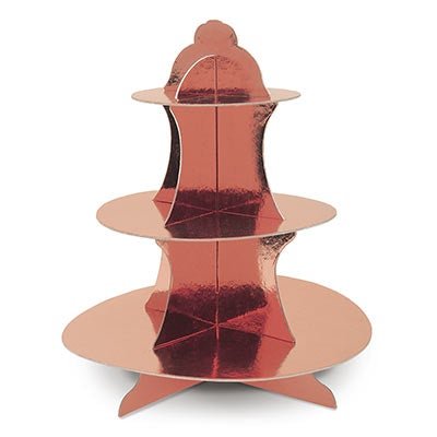 Beistle 59990-RSEGD 13.5" Metallic Rose Gold Foil Cupcake Stand