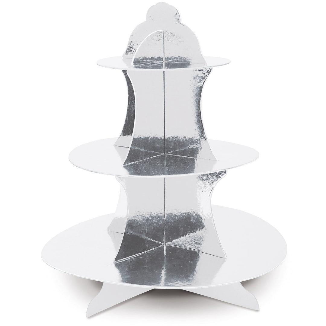 Beistle 59990-S 13.5" Metallic Silver Foil Cupcake Stand