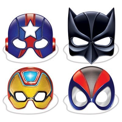 Beistle 60038 Hero 8"-10" "Hero" Deluxe Masks 4 Count