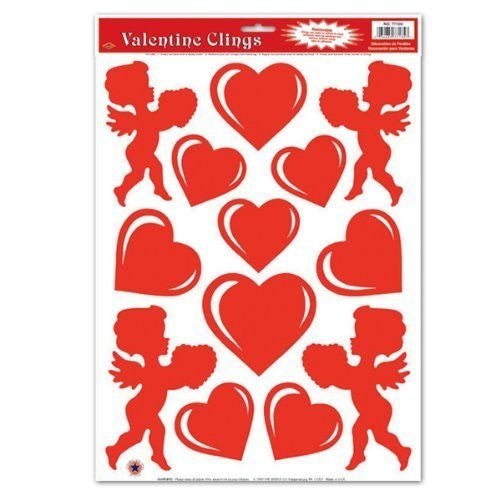 Beistle 77128 Heart & Cupid Window Clings