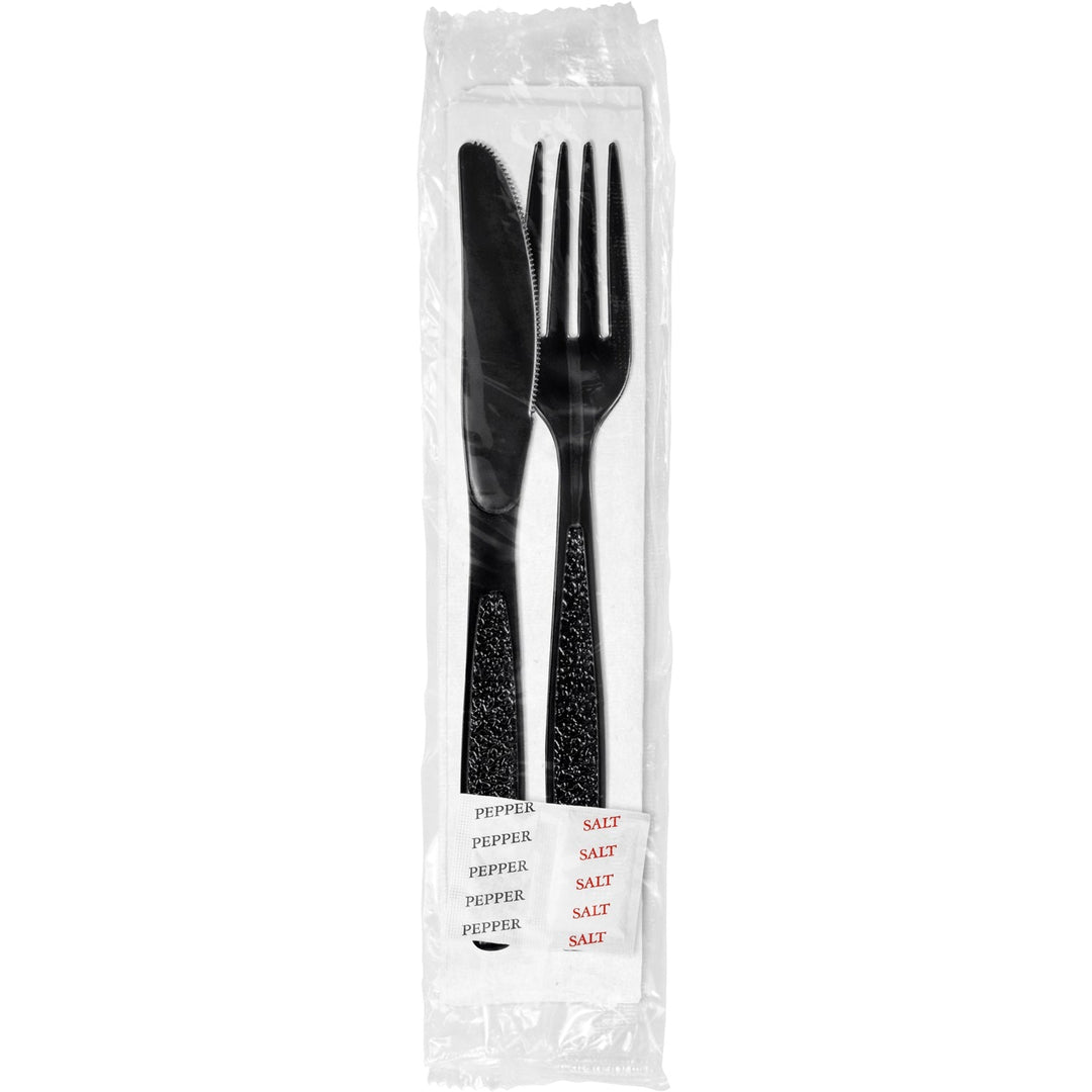 Berk HBK1290S/P Heavy Weight Black Knife/Fork/Napkin Polystyrene Kit 250/Case