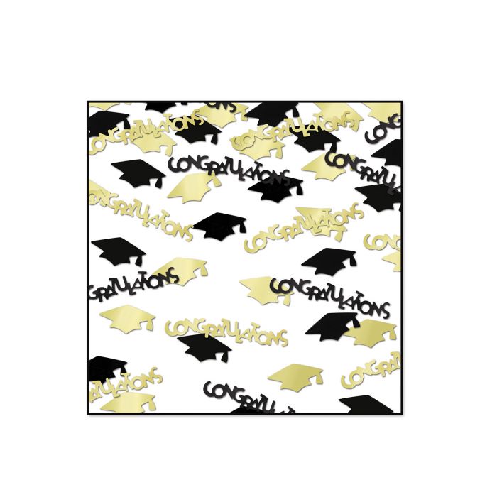 Beistle Black & Gold Congrats & Caps Confetti (CN020) 1-Pack