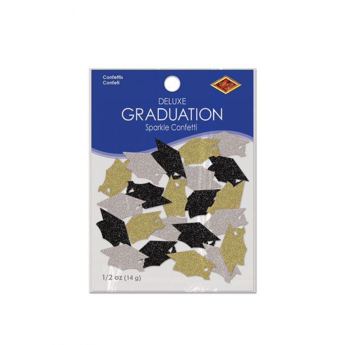 Black Gold & Silver Graduation Deluxe Sparkle Confetti (53681) 1-Pack