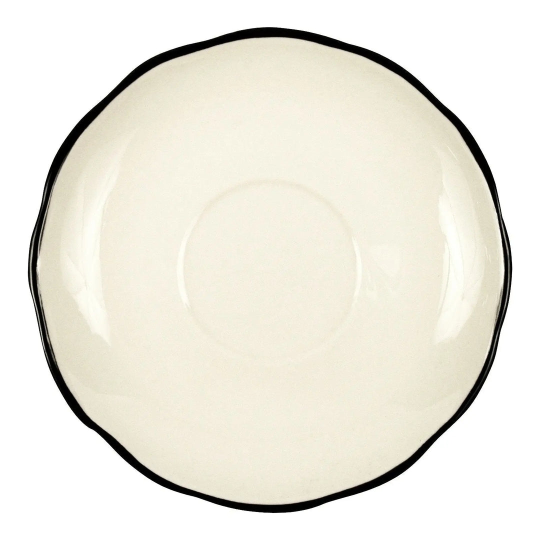 Brandware SC-2B 5-5/8" Saucer American White Black Line Scalloped
