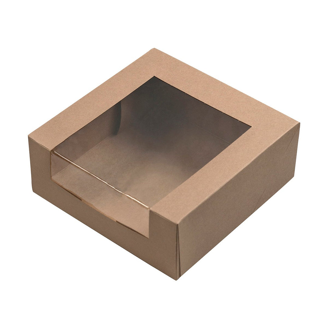 BOXit Brown Kraft Cake Boxes With Window 9x9x3.5 150/Bundle