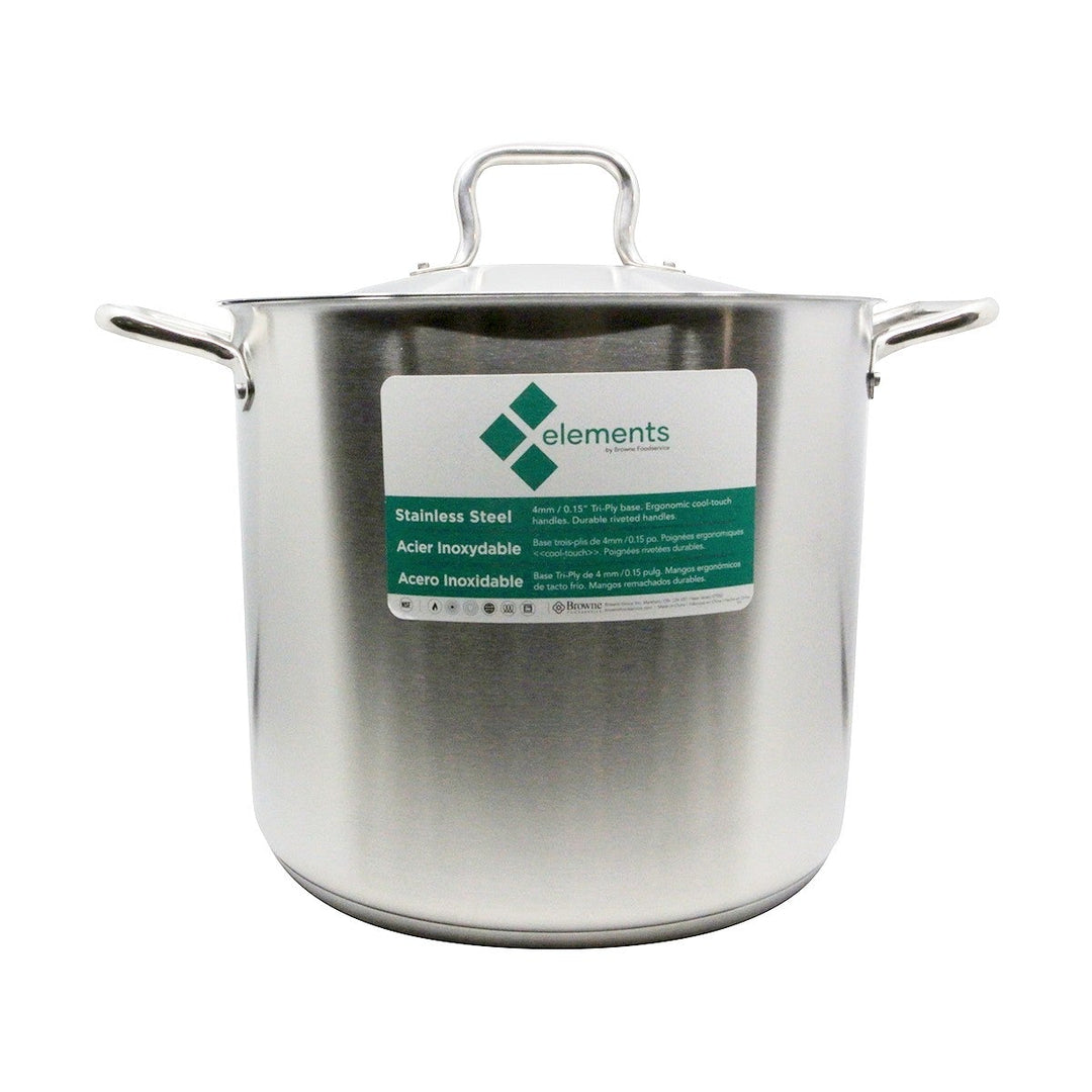 Browne 5733920 Stainless Steel Stock Pot with Lid 20 Qt
