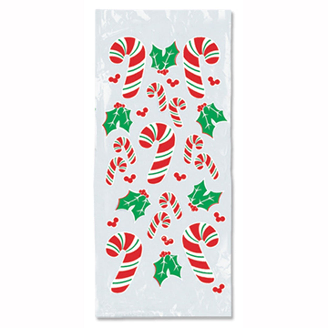 Beistle Candy Cane & Holly Cello Bags 4" x 9" x 2" - 25 Count