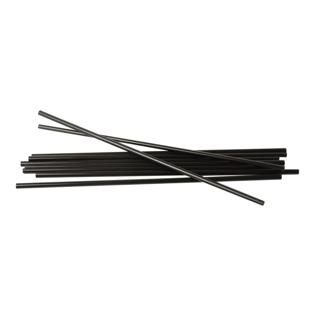 7.75" Black Slim Straws – Unwrapped Plastic Drink Straws