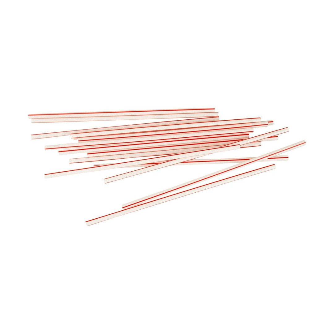 8" Red & White Coffee Stirrers – Plastic Drink Stir Sticks