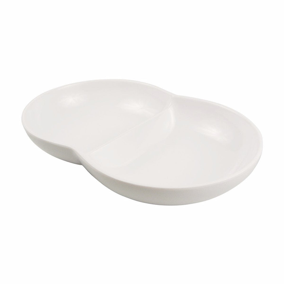 Cheforward Create 15011142013 33 oz White 2 Compartment Oval Bowl 10"