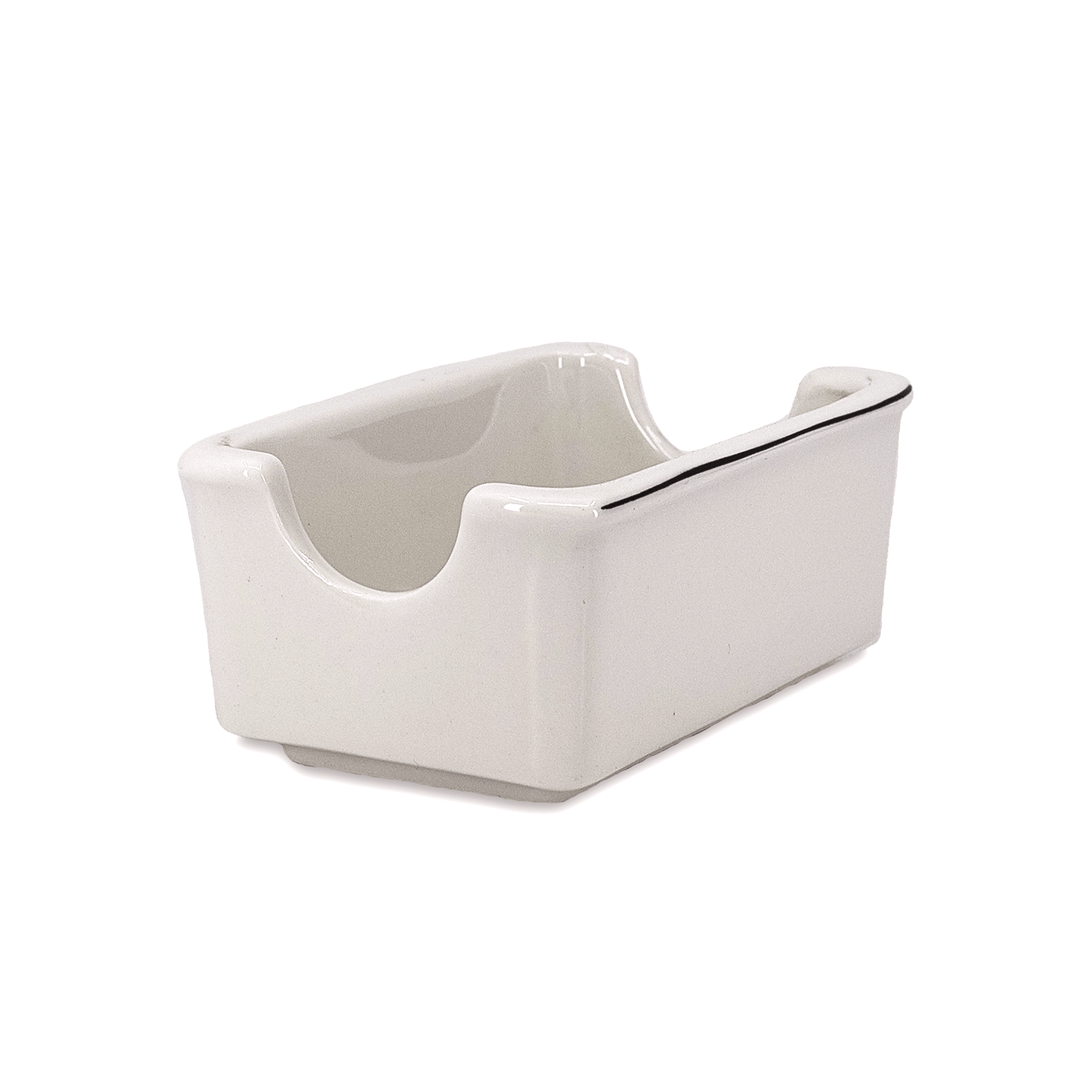 Continental 50CCBLK085 White with Back Line Sugar Packet Holder 4.75"