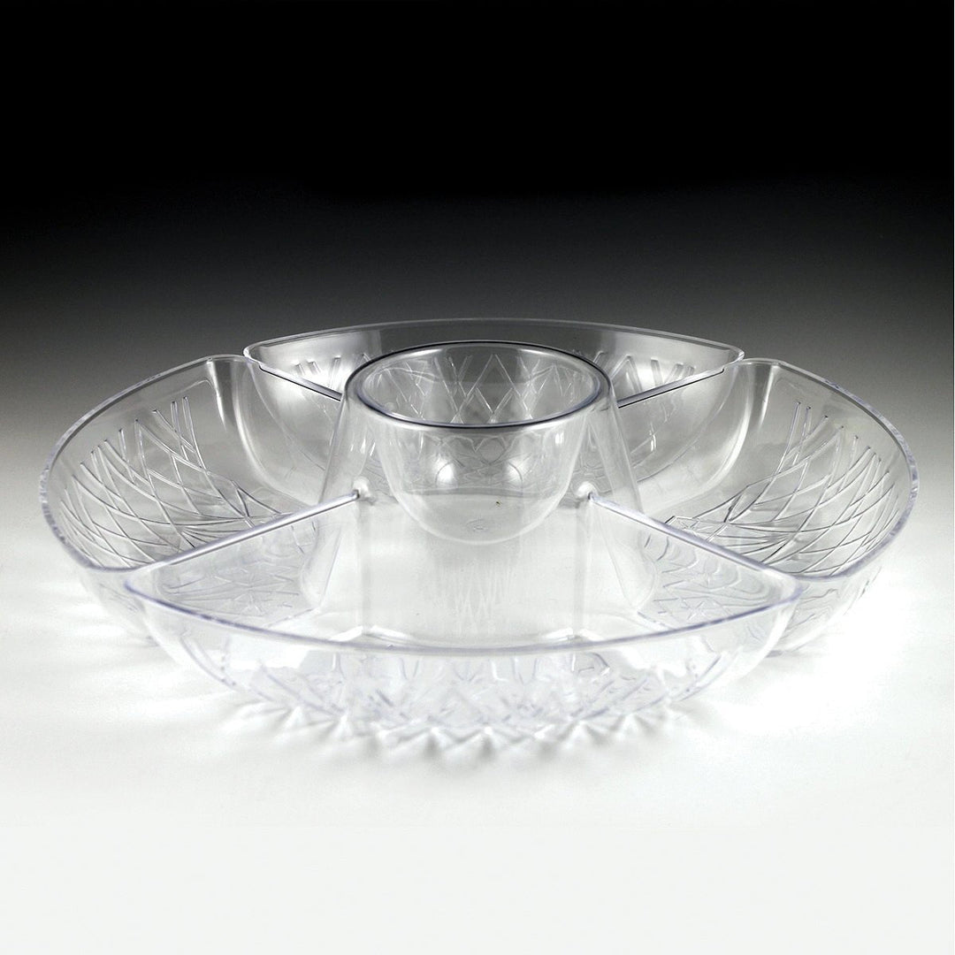 Maryland Plastics MPI03176 4 Compartment Round Central Dipping Lazy Susan Tray