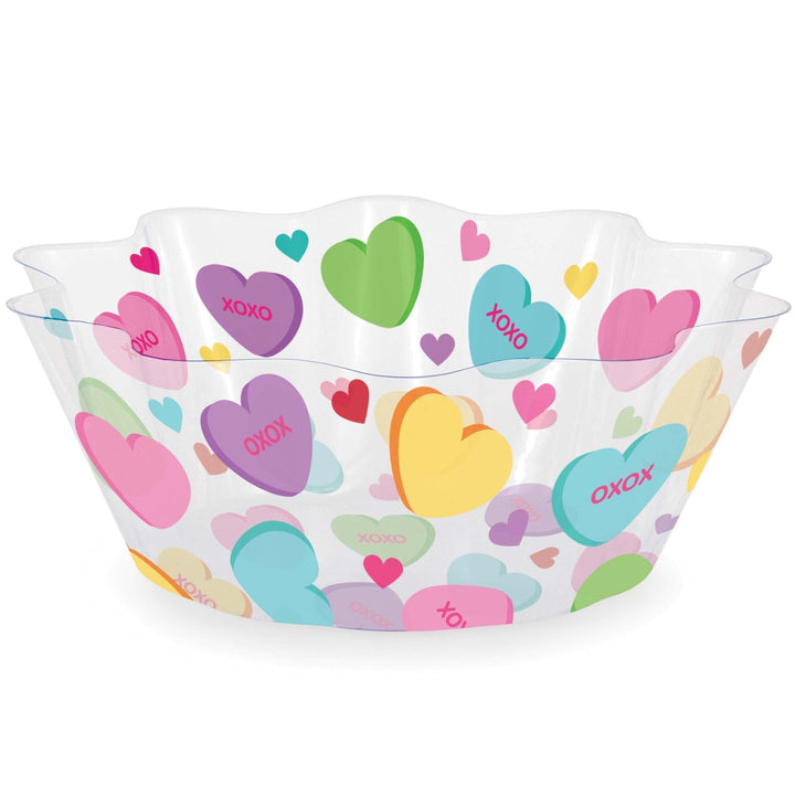 Plastic Candy Hearts Fluted Bowl 8"