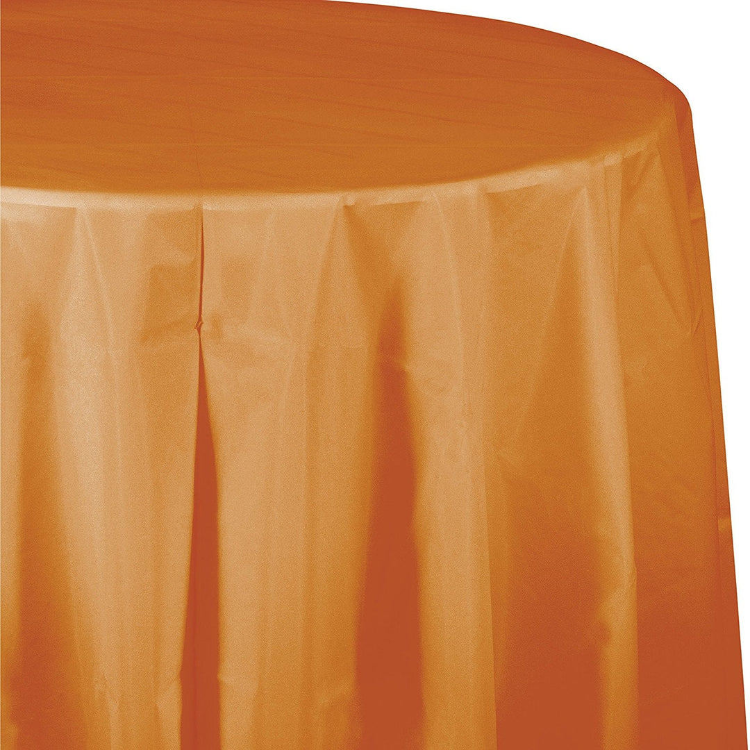 82" Round Pumpkin Spice Plastic Table Cover