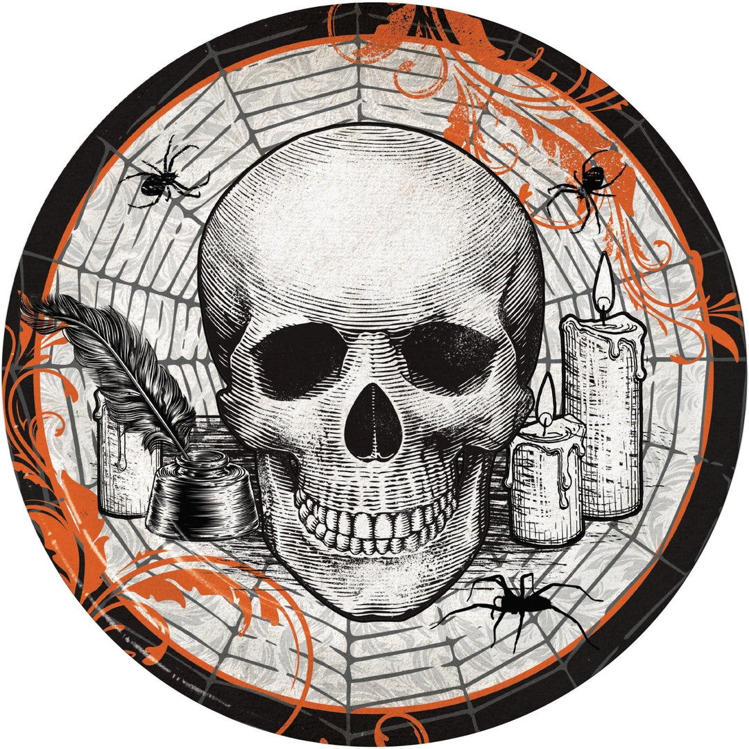 Creative Converting 359388 Spooky Symbols Skull Paper Plates 9"