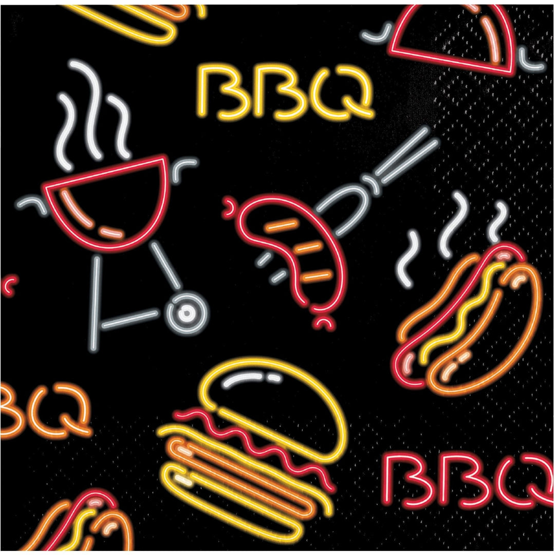 Creative Converting 10" X 10" Neon BBQ Beverage Napkins