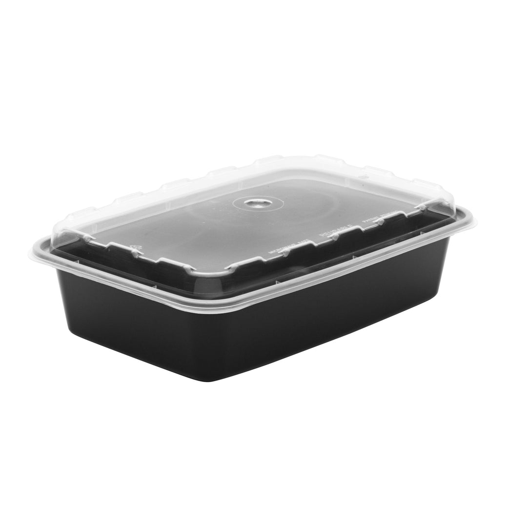 CuBE 28 Oz Black Bottom Rectangle Container With Lid 150/Case