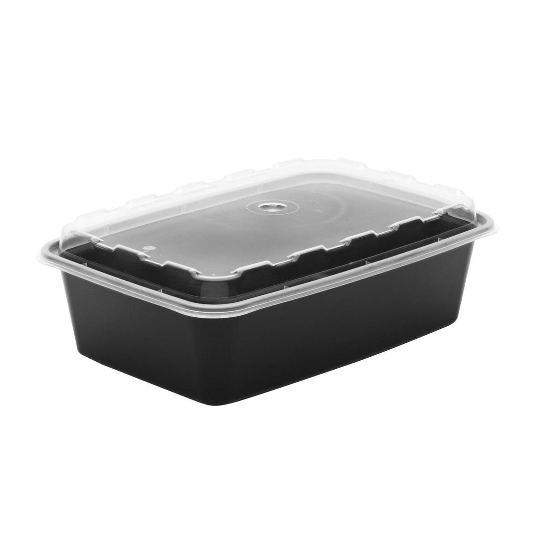 CuBE CR-937B 38 Oz Black Bottom Rectangle Container With Lid 150/Case