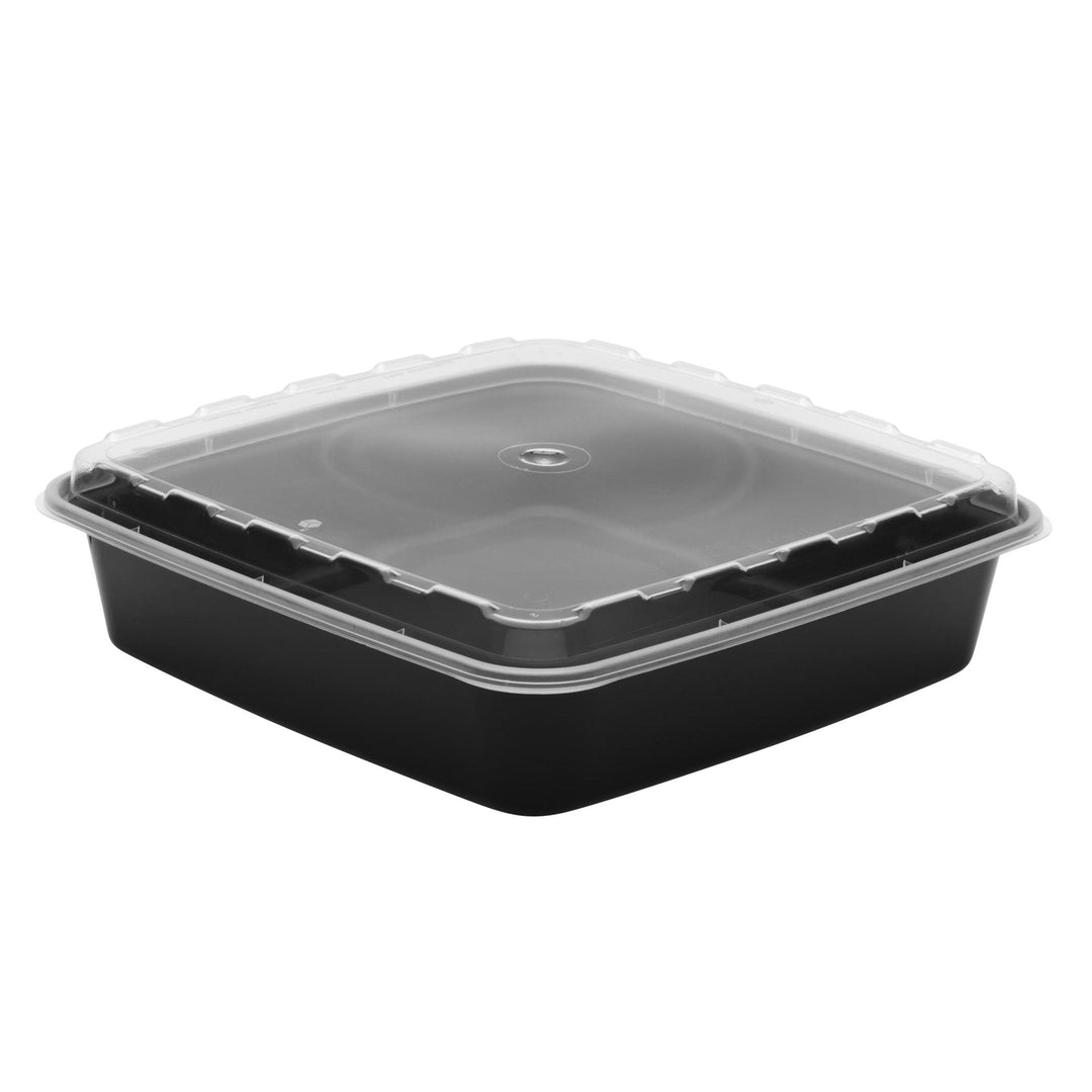 CuBE CR-1047B 48 Oz Black Bottom Square Container With Lid 100/Case