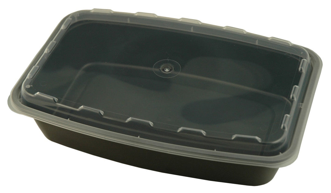CuBE CR-1156B 56 Oz Black Bottom Rectangle Container Combo 100/Case